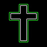 Green And White Christian Cross Neonkyltti