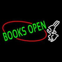 Green Books With Rabbit Logo Open Neonkyltti