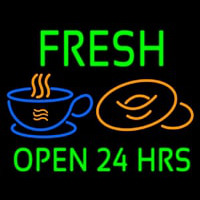 Green Fresh Open 24 Hrs Cups And Donuts Neonkyltti