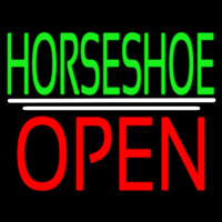 Green Horseshoe Open Neonkyltti