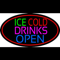 Green Ice Red Cold Drinks Open Neonkyltti