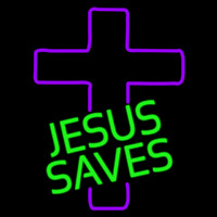 Green Jesus Saves Purple Cross Neonkyltti