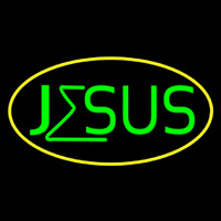 Green Jesus Yellow Border Neonkyltti