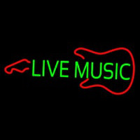 Green Live Music With Guitar Logo Neonkyltti