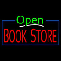 Green Open Book Store Blue Border Neonkyltti