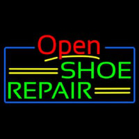 Green Shoe Repair Open With Blue Border Neonkyltti