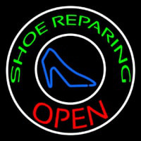 Green Shoe Repairing Open With Border Neonkyltti