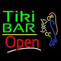 Green Tiki Bar With Parrot Martini Glass Open Neonkyltti