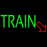 Green Train With Red Arrow Neonkyltti