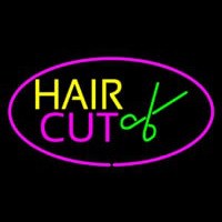 Hair Cut Logo Oval Pink Neonkyltti