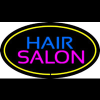 Hair Salon Oval Yellow Neonkyltti