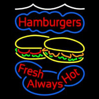 Hamburgers Fresh Always Hot Neonkyltti