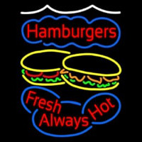 Hamburgers Fresh Always Hot Neonkyltti