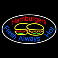 Hamburgers Fresh Always Hot Oval Neonkyltti