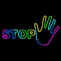 Hand With Stop Neonkyltti