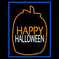 Happy Halloween With Blue Border Neonkyltti