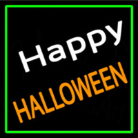 Happy Halloween With Green Border Neonkyltti
