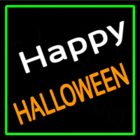 Happy Halloween With Green Border Neonkyltti