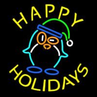 Happy Holidays With Snow Man Logo Neonkyltti