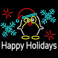 Happy Holidays With Snow Man Logo Neonkyltti