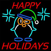 Happy Holidays With Snow Man Logo Neonkyltti