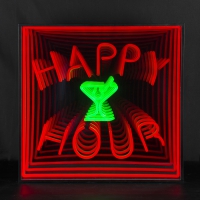 Happy Hour 3D Infinity LED Neon Sign