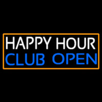 Happy Hour Club Open With Orange Border Neonkyltti