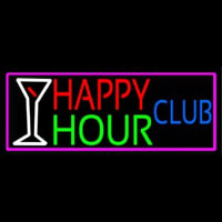 Happy Hour Club With Pink Border Neonkyltti