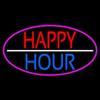 Happy Hour Oval With Pink Border Neonkyltti