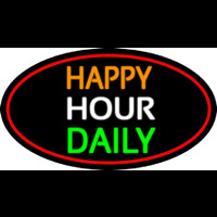 Happy Hours Daily Oval With Red Border Neonkyltti