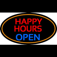 Happy Hours Open Oval With Orange Border Neonkyltti
