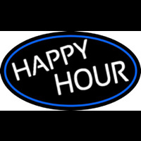 Happy Hours Oval With Blue Border Neonkyltti