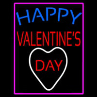 Happy Valentines Day With Pink Border Neonkyltti
