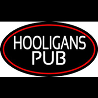 Hooligans Pub Oval With Red Border Neonkyltti