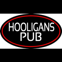 Hooligans Pub Oval With Red Border Neonkyltti