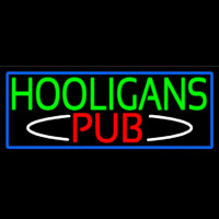 Hooligans Pub With Blue Border Neonkyltti