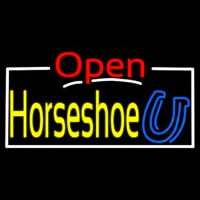 Horseshoe Open White Border Neonkyltti