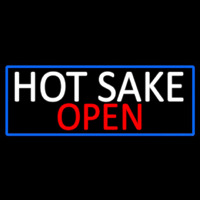 Hot Sake Open With Blue Border Neonkyltti