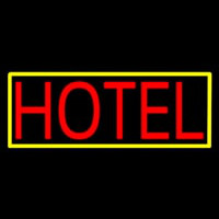 Hotel With Yellow Border Neonkyltti