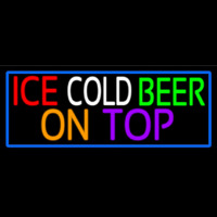 Ice Cold Beer On Top With Blue Border Neonkyltti