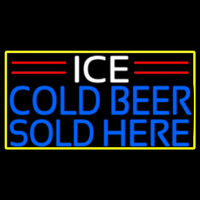 Ice Cold Beer Sold Here With Yellow Border Neonkyltti