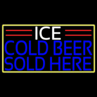 Ice Cold Beer Sold Here With Yellow Border Real Neon Glass Tube Neonkyltti