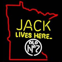 Jack Daniels Jack Lives here Minnesota Whiskey Neonkyltti