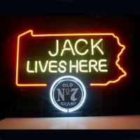 Jack Daniels Lives Here Pennsylvania Old #7 Whiskey Olut Baari Avoinna Neonkyltti