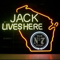 Jack Daniels Lives Here Whiskey Wisconsin Neon Olut Kyltti