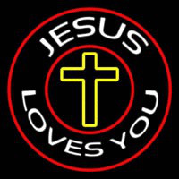 Jesus Loves You With Red Border Neonkyltti