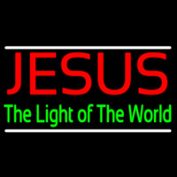 Jesus The Light Of World With Line Neonkyltti