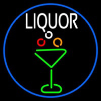 Liquor And Martini Glass Oval With Blue Border Neonkyltti