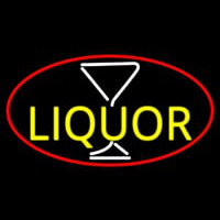 Liquor And Martini Glass Oval With Red Border Neonkyltti