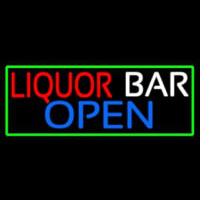Liquor Bar Open With Green Border Neonkyltti